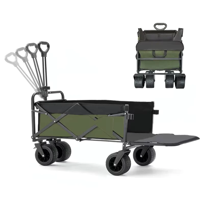 Heavy Duty Large Capacity Fold Beach Wagon Collapsible Utility Wagon Cart Outdoor Trolley Portable Garden Camping Shopping OEM