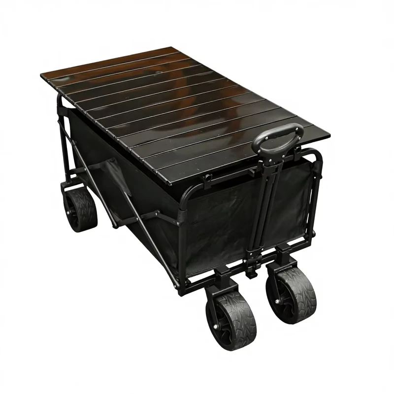 Heavy Duty Large Capacity Foldable Beach Shopping Utility Cart Collapsible 4 Wheel PP Wheel OEM Customizable Outdoor Trolley