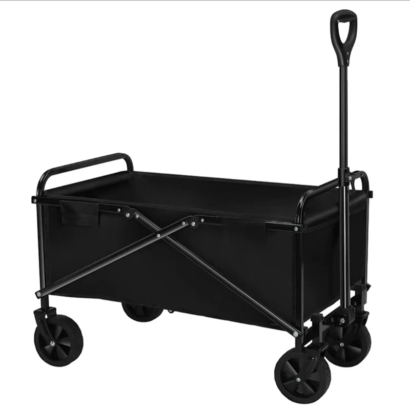 Heavy Duty Large Capacity Foldable Beach Shopping Utility Cart Collapsible 4 Wheel PVC Wheels OEM Customizable Outdoor Trolley