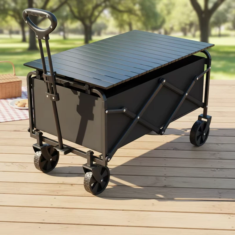 Heavy Duty Large Capacity Foldable Platform Four Wheel Beach Wagon Utility Cart Outdoor Trolley Portable Garden Camping OEM
