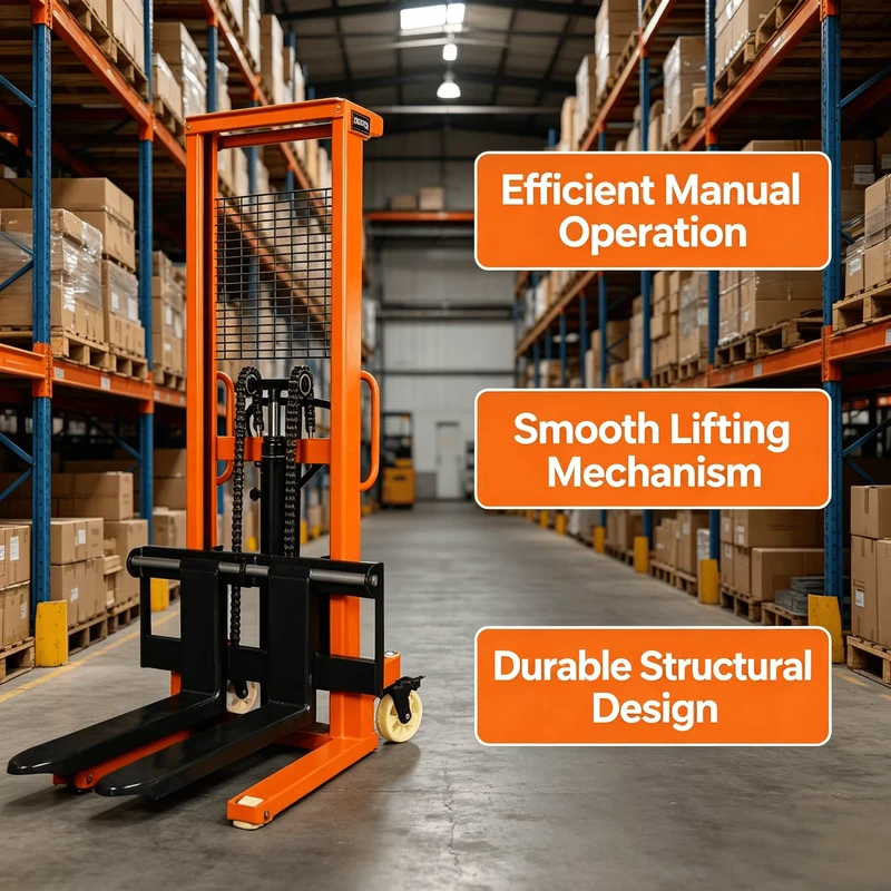 Heavy Duty Manual Stacker Hydraulic Lift 2 Ton Capacity Adjustable Forks Suitable Warehouse Material Manual Stacker