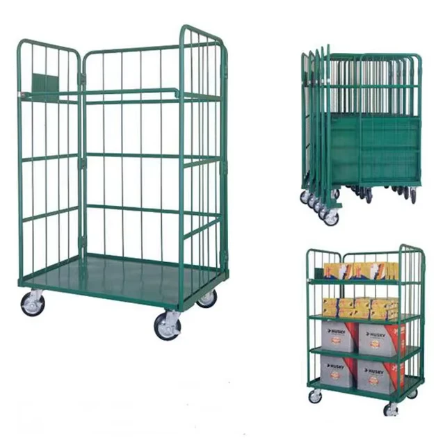 Heavy Duty Materials Handling Logistic Transport Nestable Foldable Metal Steel Storage Roll Containers