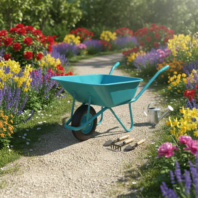 Heavy Duty Metal Garden Trolley 90lbs Capacity Weather Resistant for Outdoor Landscaping Construction