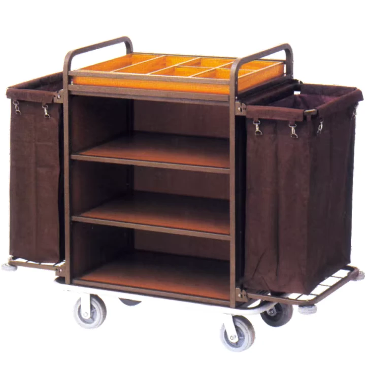 Heavy Duty Metal Guest Room Service Cart with 4-Wheel and 200 lb Capacity