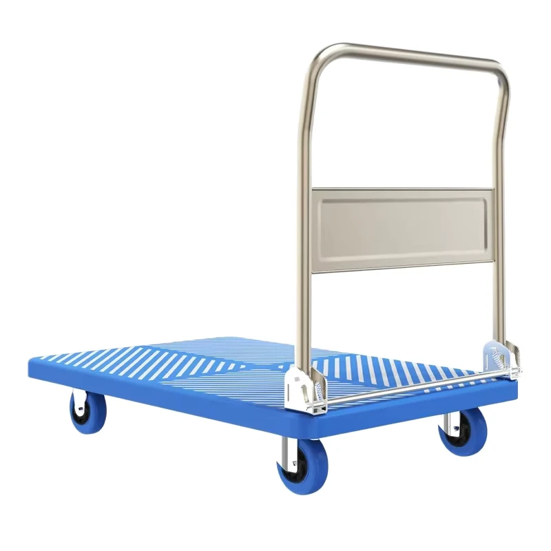 Heavy Duty Metal Hand Truck Trolley Portable Dolly Lightweight Compact 4 Wheel Platform Push Dolly Cart Trolley Cart