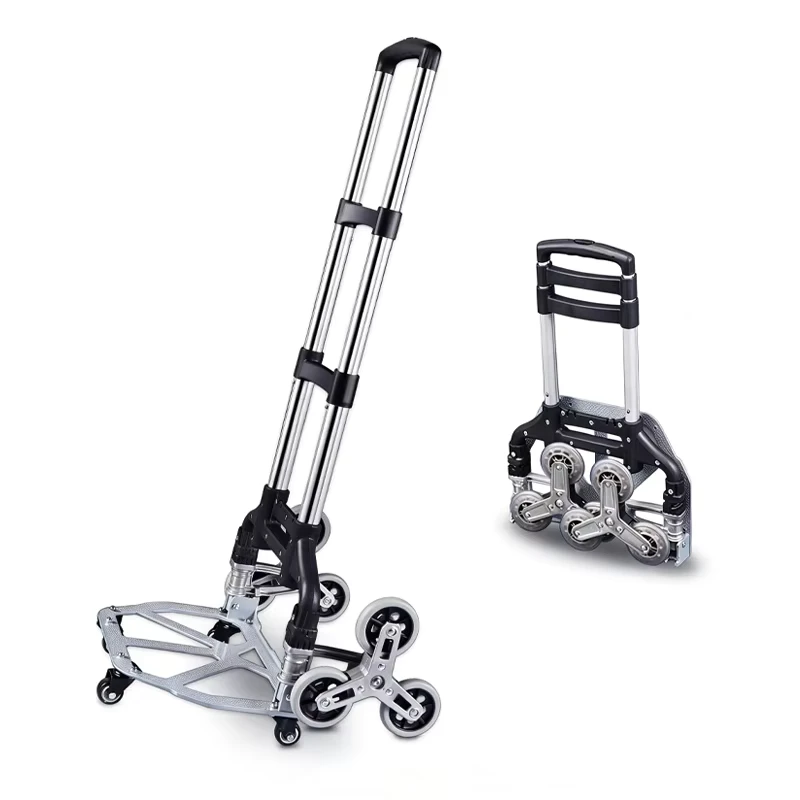 Heavy Duty Metal Plastic 200kg Load Capacity Foldable Camping Cart Stair Climber Adjustable Luggage Trolley Set Travel Outdoor