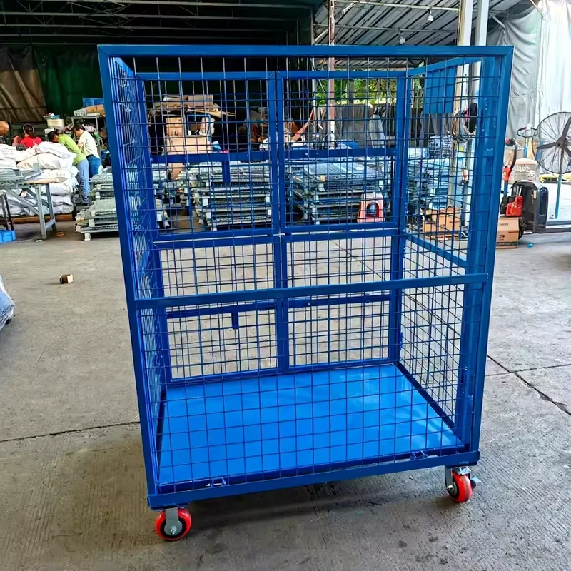 Heavy Duty Metal Storage Warehouse Picking Lockable Cage Loading Trolley with Wheels