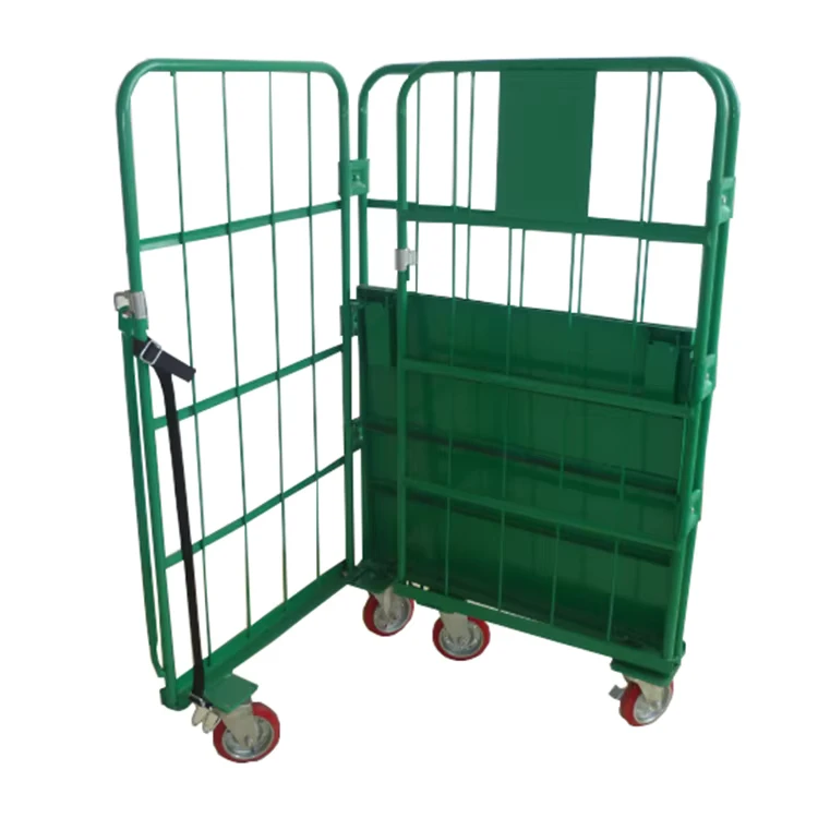 Heavy Duty Metal Trolley Roll Cage Powder Coated Steel Wire Container for Storage Factory Price Collapsible Design