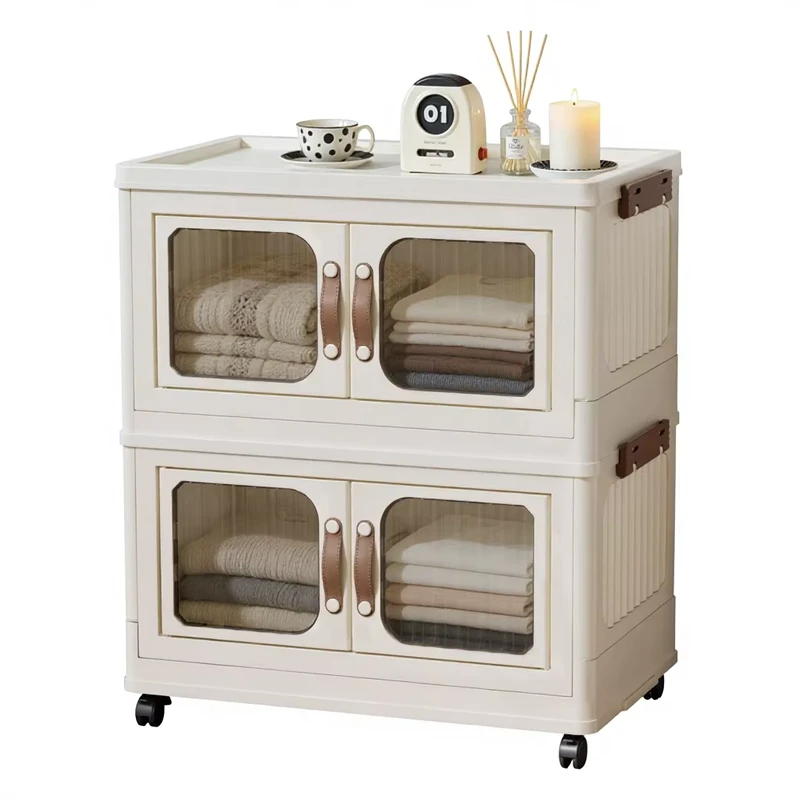 Heavy Duty Modular Stackable Foldable Plastic Storage Cabinet with 1 5 Layers for Kitchen Household Items Clothing Organizer