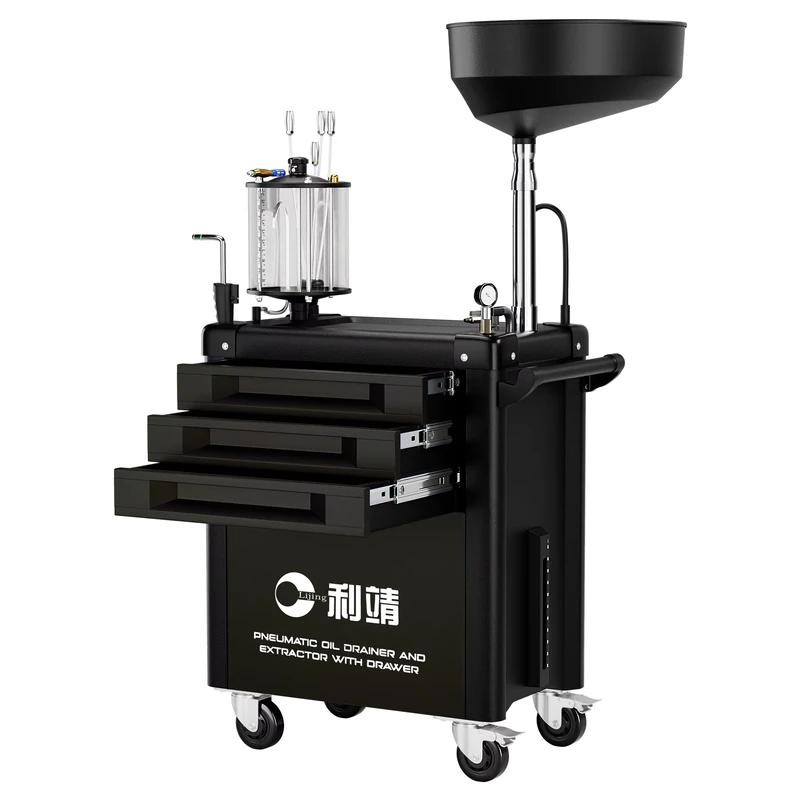 Heavy Duty Oil Change Tool Cart with 61PCS Mechanic Tool Set Portable Garage Service Trolley with Drawer Storage