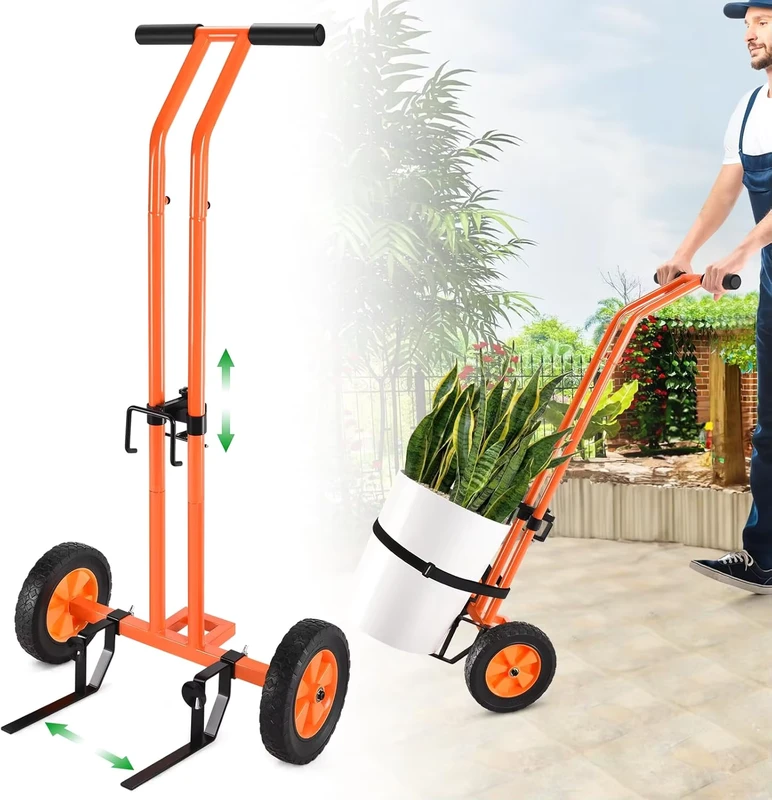 Heavy Duty Plant Dolly Cart Adjustable Grabbing Arm Suction Cups Garden Pot Mover Trolley Cart Platform Structure for Plant Pots