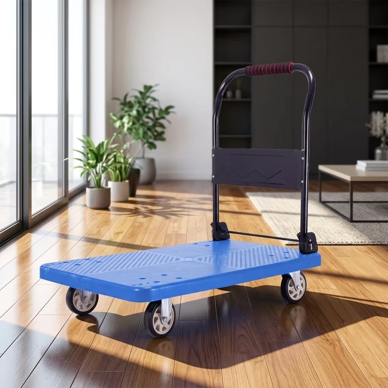 Heavy Duty Plastic Hand Cart Folding Tool Cart and Trolley for Hotel Shopping and Warehouse Usage New Tire for Hand Truck