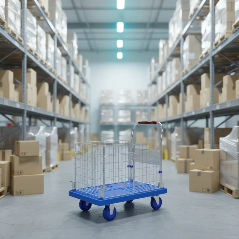 Heavy Duty Plastic Industrial Service Cart with Mesh Frame and Four Wheel Design Customizable ODM OEM OBM