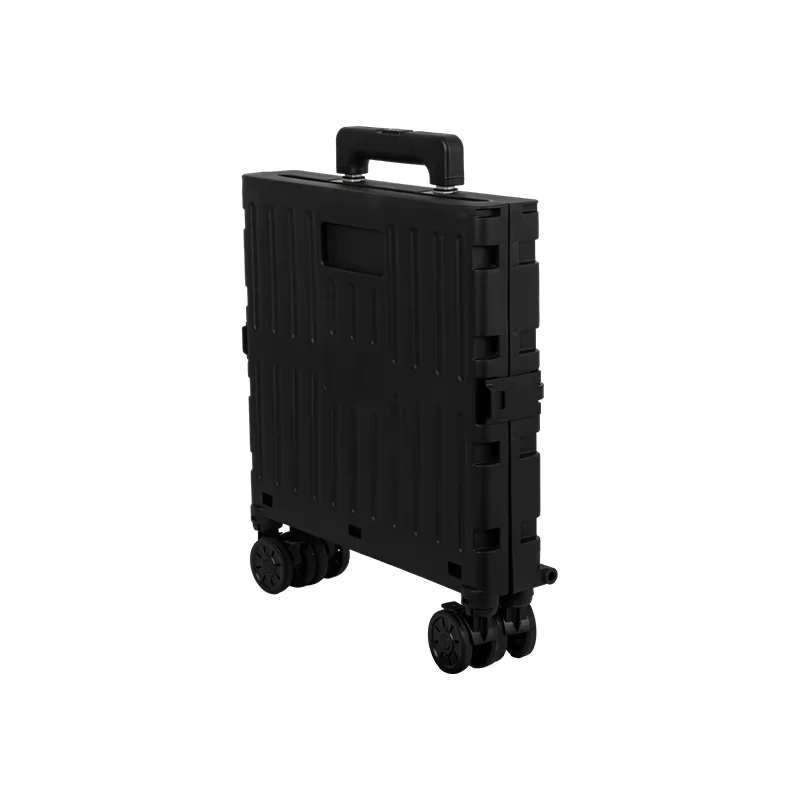 Heavy Duty Plastic PP Folding Supermarket Trolley Cart Portable Collapsible 4 Rotate Wheels Shopping Cart