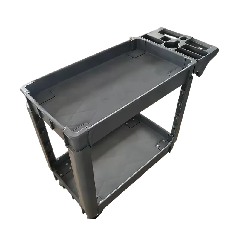 Heavy Duty Plastic Service Cart Four Wheel Enclosed Trolley for Industrial & Restaurant Storage