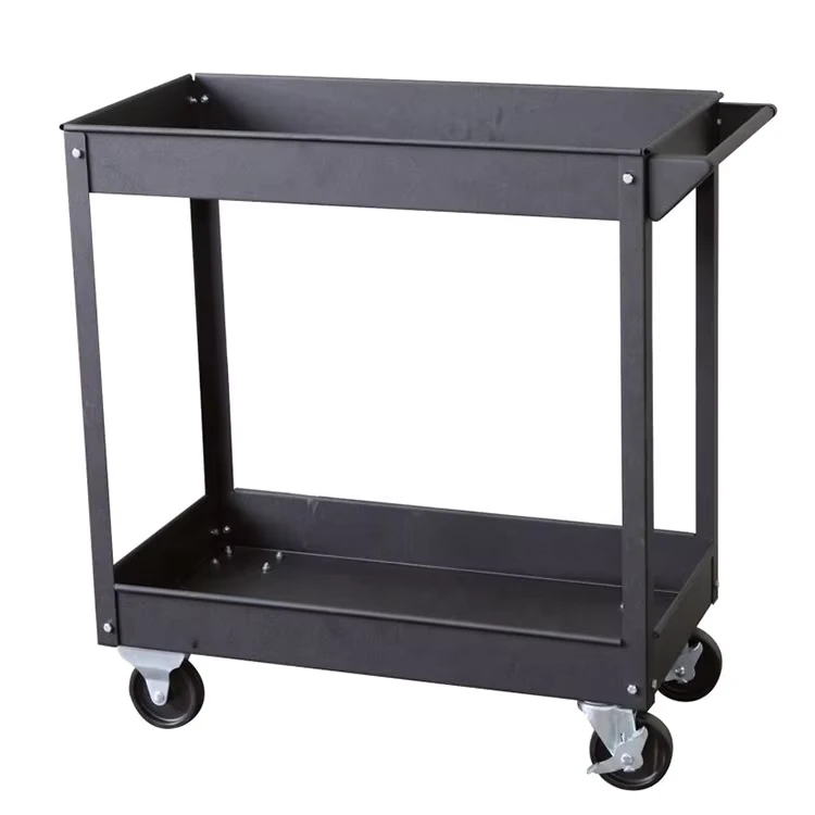 Heavy Duty Plastic Utility Cart with 3 Shelves 550lbs Polypropylene Service Cart with Non Slip Trays and Casters for Warehouse