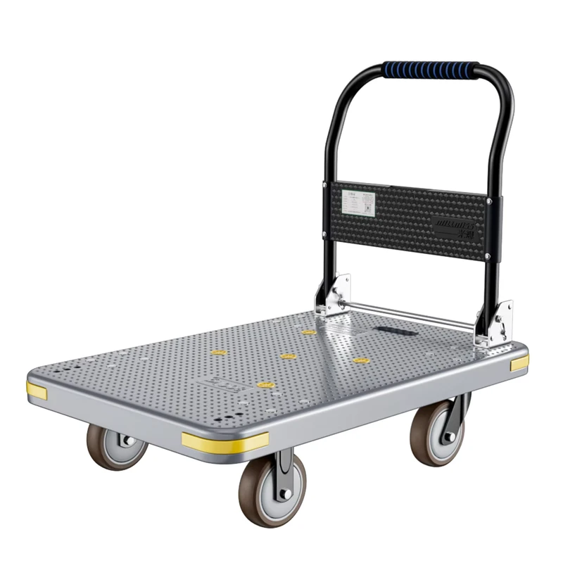 Heavy Duty Platform Trolley 110*65cm Load Grey PP Hand Truck Plastic Platform Hand Cart Trolley OEM for Tools Storage