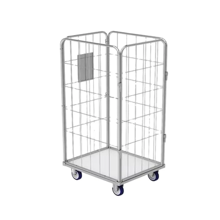 Heavy Duty Powder Coating Steel Pallet Storage Folding Trolley Cart Roll Container From China Factory