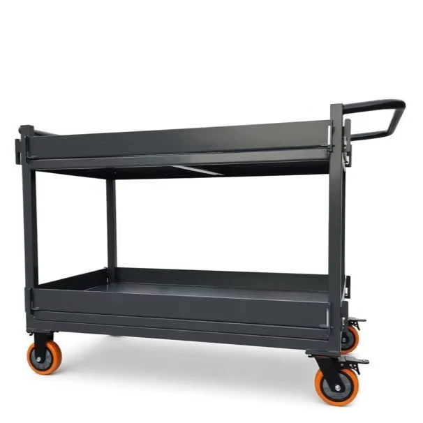 Heavy Duty Q235 Steel 3-Layer Food Service Cart Trolley Wheels Truck Pallet Box with Four-Wheel for Industrial