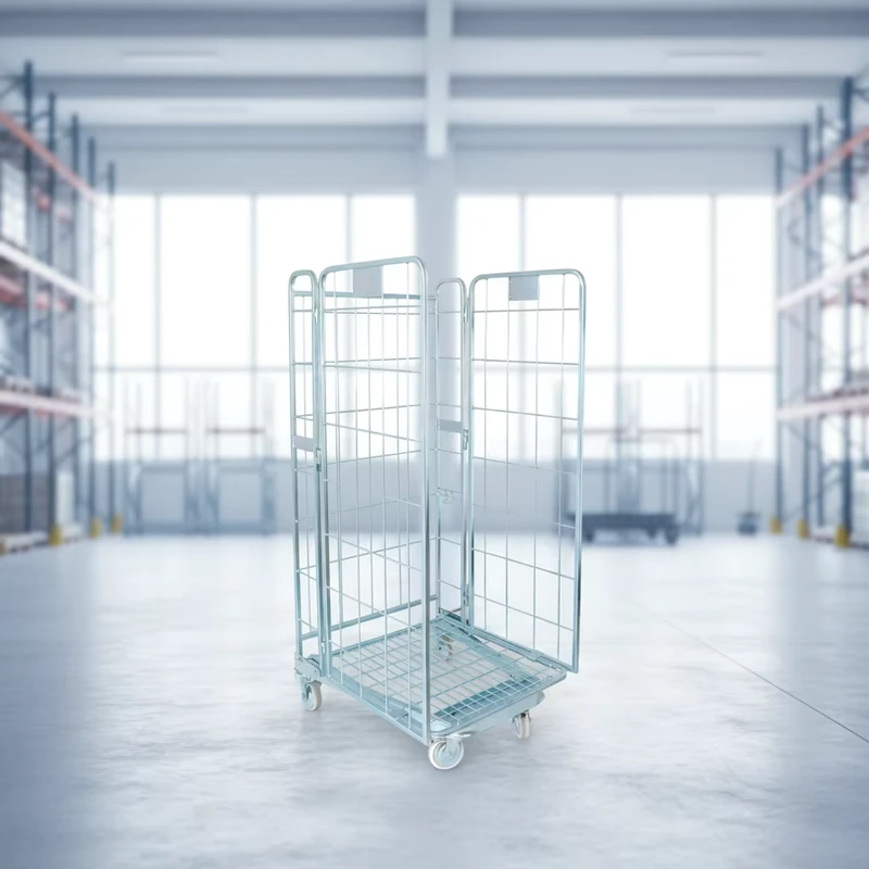 Heavy Duty Roll Cage Trolley Collapsible Warehouse Carts with 500kg Capacity for Logistics Transport