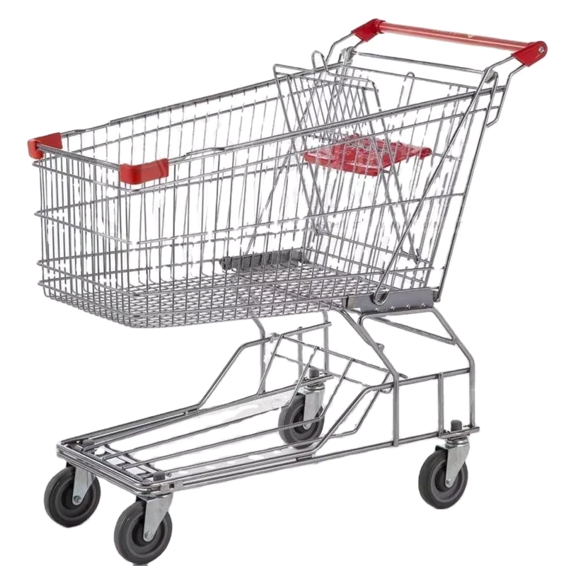 Heavy Duty Shopping Cart Commercial Grade Grocery Trolley with Smooth Rolling Wheels for Supermarkets & Retail Stores
