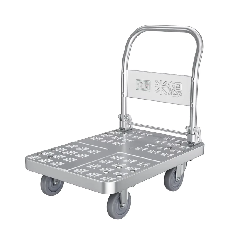 Heavy Duty Small Steel Platform Trolley with 4 Inch Grey Wheels 200kg Load