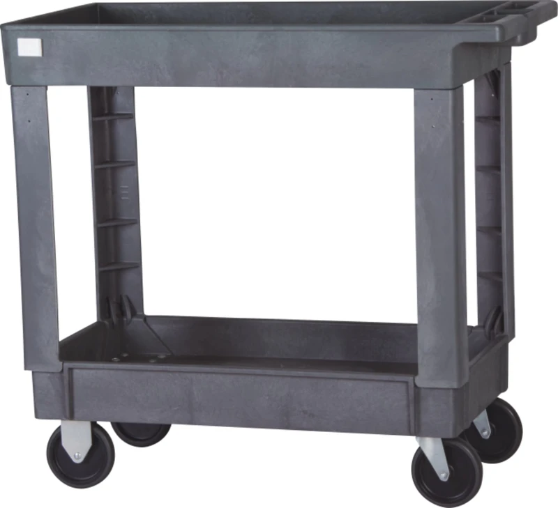 Heavy Duty Small Tray Top Plastic Service Utility Carts 2 Tier Storage Trolley with Tool Box