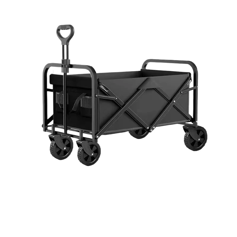 Heavy Duty Stainless Steel 500lbs Load Foldable Utility Wagon Large Capacity Camping Beach Shopping Cart Four Wheel Modern