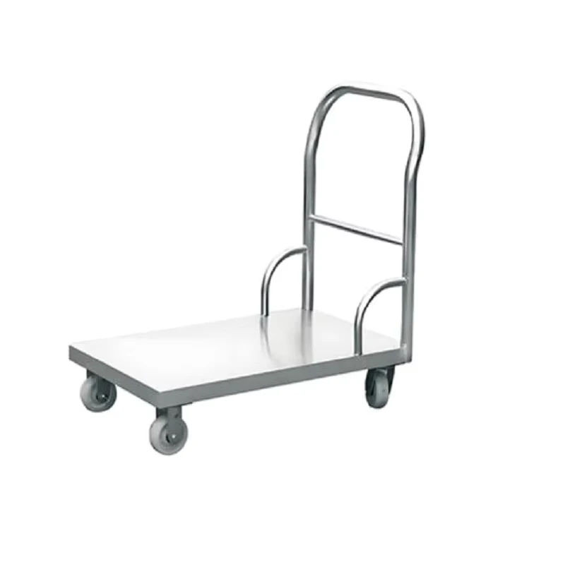 Heavy Duty Stainless Steel Flat Trolley Handcart for Warehouse Logistics and Industrial Use