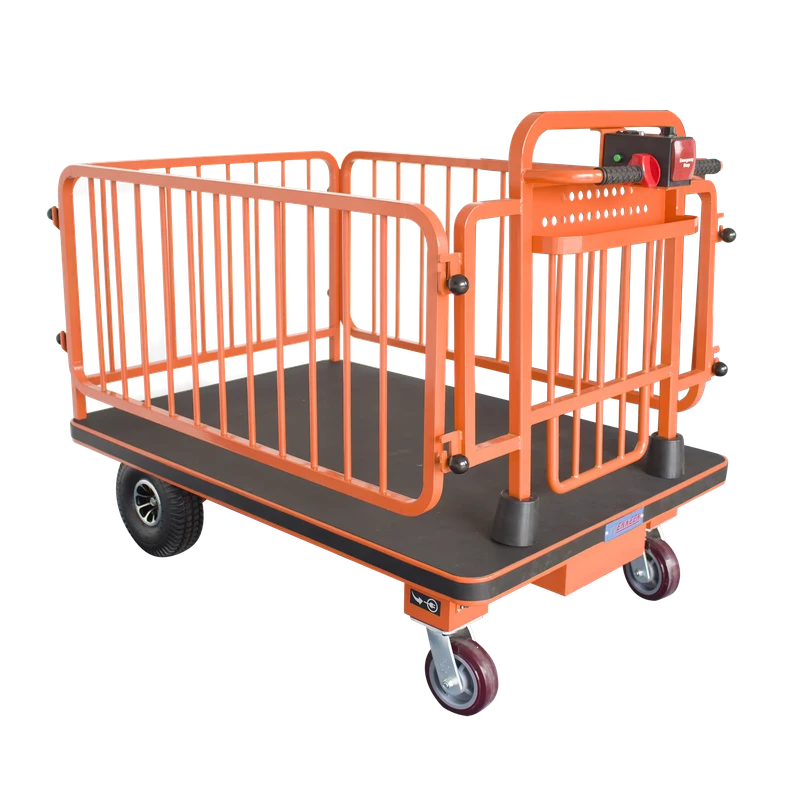 Heavy Duty Stainless Steel Foldable Powered Handling Dolly Flatbed Design Motorized Drive for Warehouse Logistics Commercial