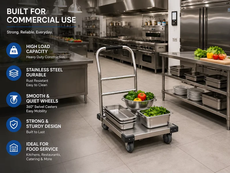 Heavy Duty Stainless Steel Folding Platform Hand Truck with Wheels for Warehouse and Commercial Use