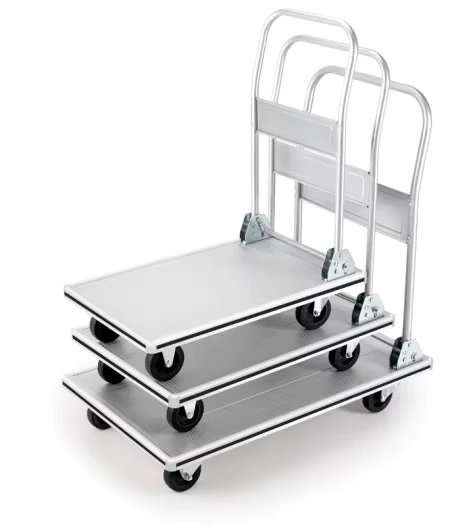 Heavy Duty Stainless Steel Folding Trolley 4 Wheel Hand Cart for Industrial Household Material Transfer