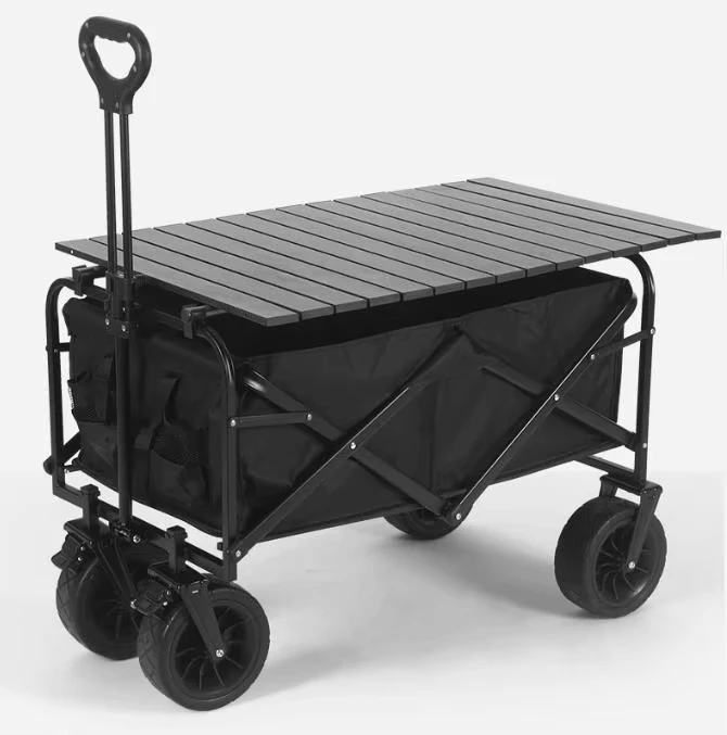 Heavy Duty Stainless Steel Folding Wagon All-Terrain Collapsible Utility Cart for Garden Camping Beach Portable Hand Trolley