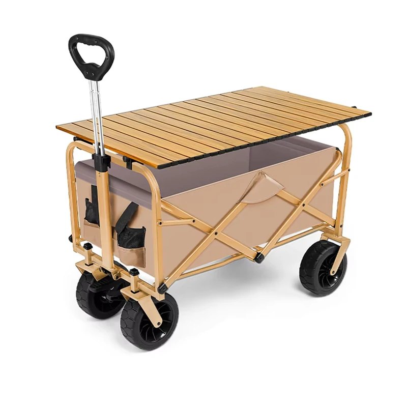 Heavy Duty Stainless Steel Folding Wagon Table Utility Cart for Garden Camping Beach Portable Hand Trolley OEM Waterproof