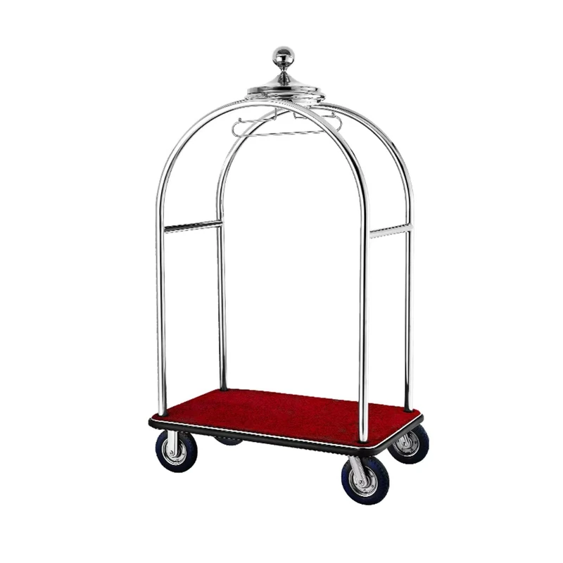 Heavy Duty Stainless Steel Hotel Luggage Cart Bargage Trolley With Wheels Portable Hand Truck Golden Bellman Trolley