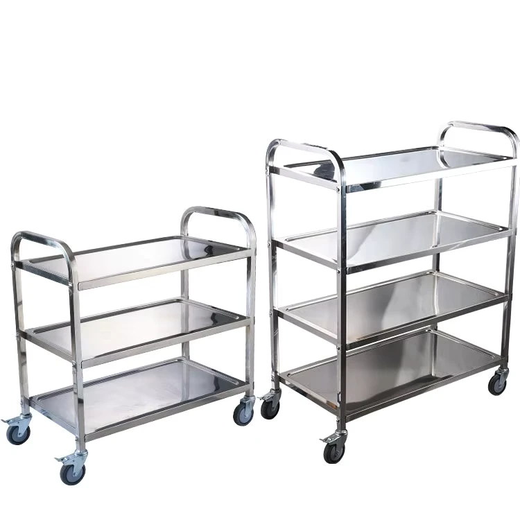 Heavy Duty Stainless Steel Laundry Trolley with Shelves Mobile Linen Cart for Hotel Hospital Room Cleaning Linen Transport