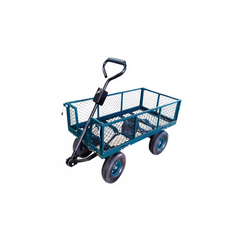 Heavy Duty Stainless Steel Mesh Four-Wheel Platform Cart with Removable Sides for Yard & Garden Firewood Utility