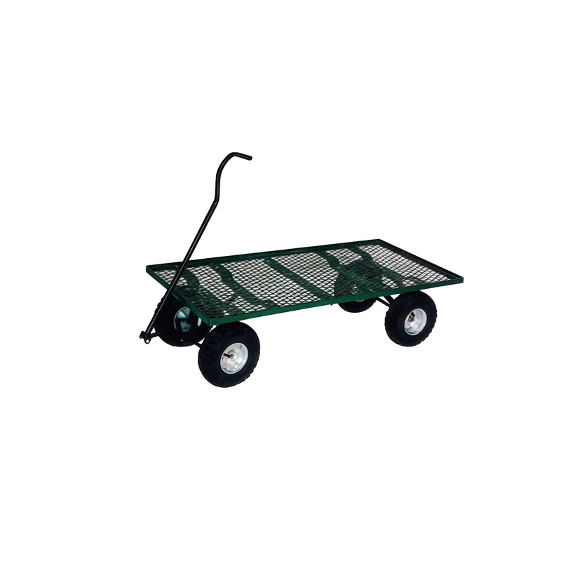 Heavy Duty Stainless Steel Mesh Platform Yard Garden Cart Wagon 4 Wheel Outdoor Camping Trolley Tool Storage Cart