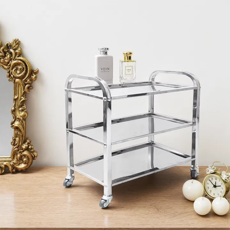 Heavy Duty Stainless Steel Three Level Service Cart for Restaurant Hotel Commercial Use with Mobile Food Delivery Function