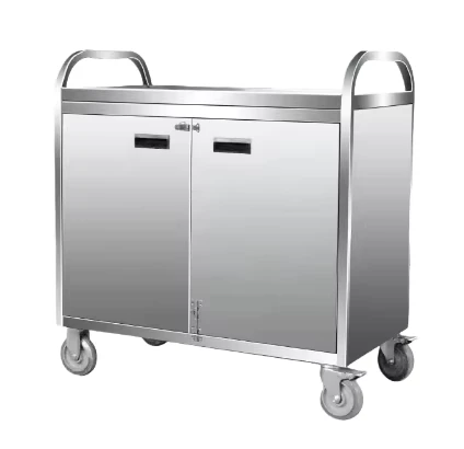 Heavy Duty Stainless Steel Utility Cart with Enclosed Cabinet Service Trolley for Food Delivery Housekeeping Hospital
