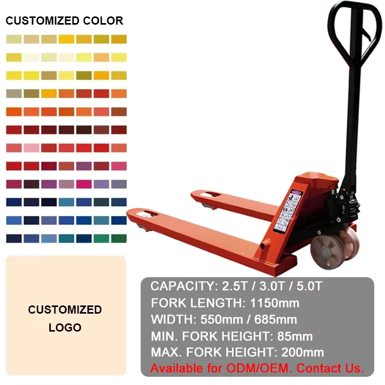 Heavy Duty Steel 2.5 Ton Hydraulic Manual Pallet Truck for Warehouse Logistics Handling