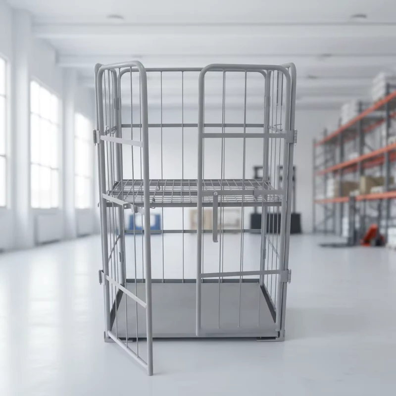 Heavy Duty Steel Cargo Roll Cage Trolley with 500kg Capacity for Warehouse Transport and Storage Racking