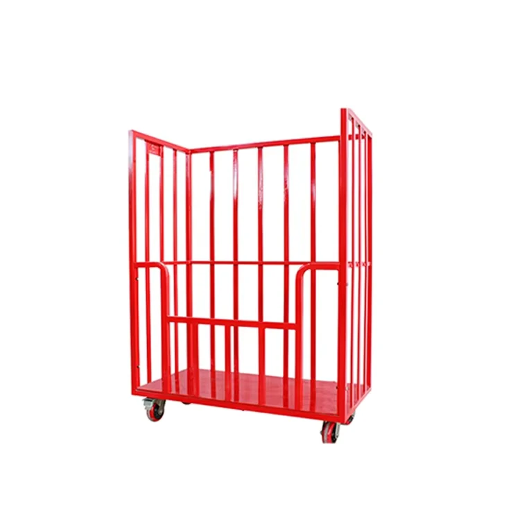 Heavy Duty Steel Collapsible Roll Cage Trolley with 500kg Load Capacity for Industrial Warehouse and Laundry Transport