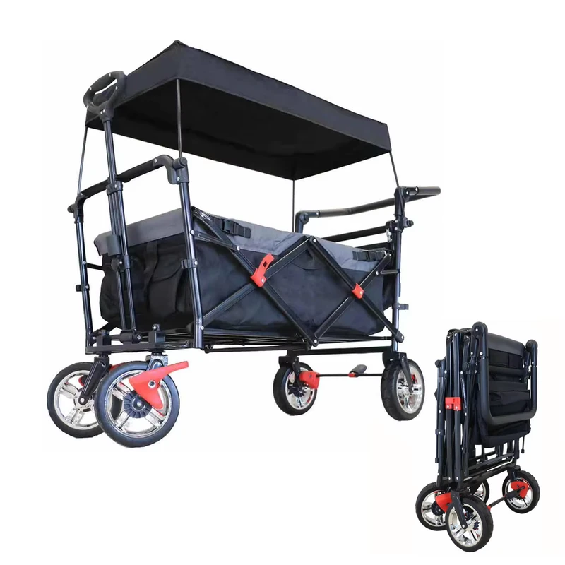 Heavy Duty Steel Compact Collapsible Folding Outdoor Portable Utility Cart Foldable Adventure Wagon Cart