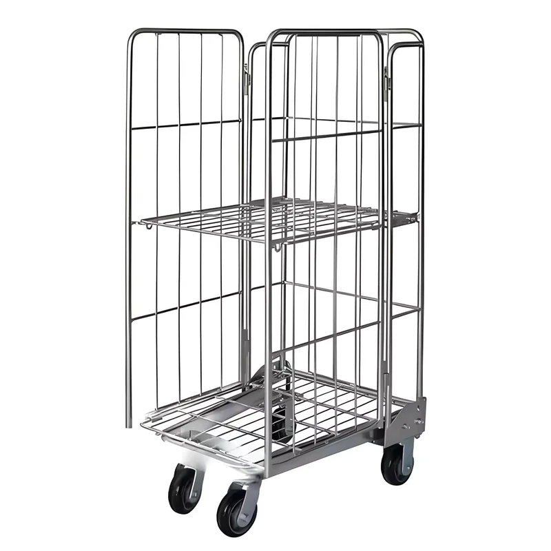Heavy Duty Steel Detachable Caged Trolley Roll Container with Ball Bearing for Hotels and Retail