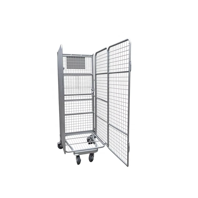 Heavy Duty Steel Foldable 4 Sides Cage Rocket Trolley Roll Cart