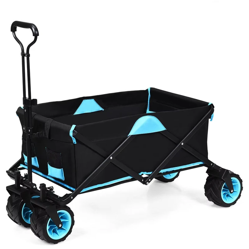 Heavy Duty Steel Foldable Garden Cart Outdoor Transportation Trolley Cart PU Beach Tools Camping