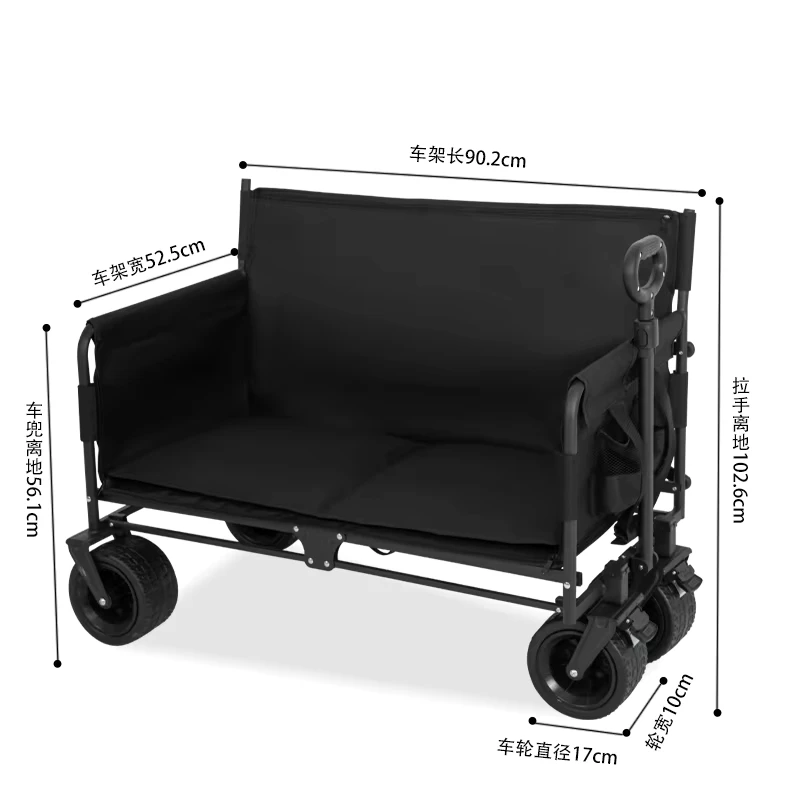 Heavy Duty Steel Folding Camping Wagon Cart 200KG Load Four-Wheel 600D Oxford Waterproof OEM Outdoor Beach Shopping Trolley