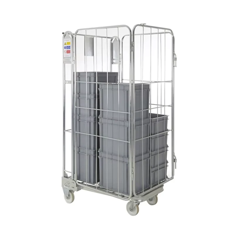 Heavy Duty Steel Four Sided Roll Container Cart Cargo Storage Equipment for Laundry Trolley Warehouse Use