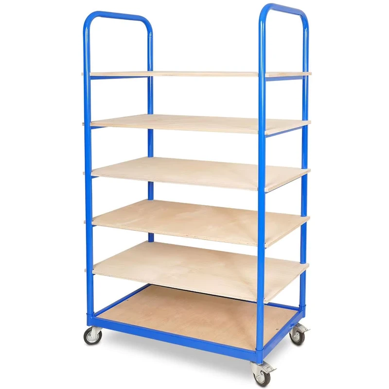 Heavy Duty Steel Frame Wooden Shelf Multi Layer Trolley 5 Tier Utility Cart